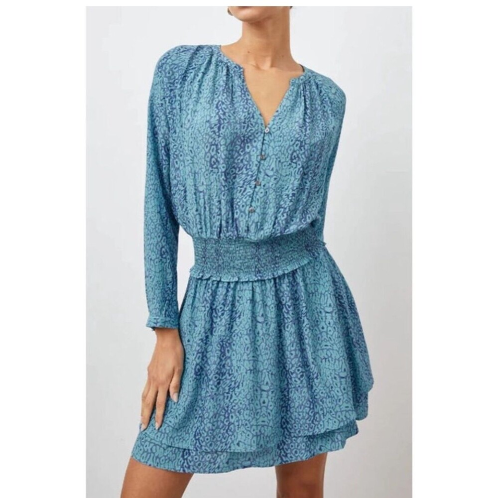 Rails Jasmine Jewel Cheetah Print Blue Mini Dress, Medium